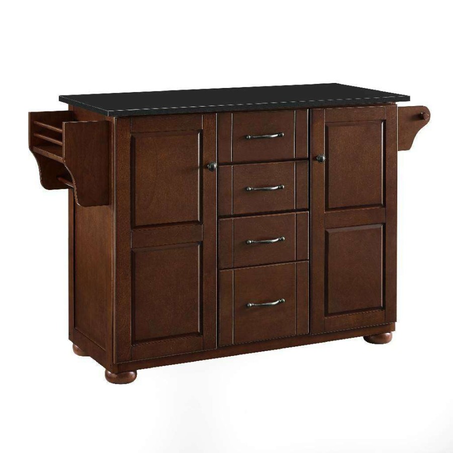 Carts & Islands * | Reliable Quality Eleanor Granite Top Kitchen Island Mahogany/Black Crosley Kf30174Ama