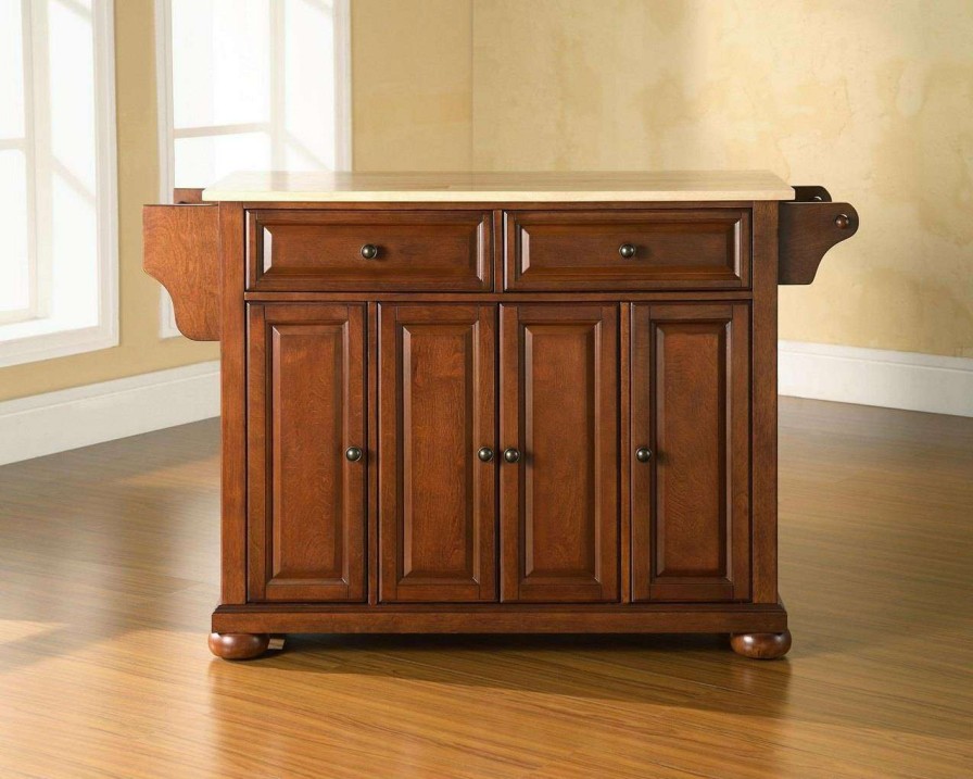 Carts & Islands * | High Quality Alexandria Wood Top Full Size Kitchen Island/Cart Cherry/Natural Crosley Kf30001Ach