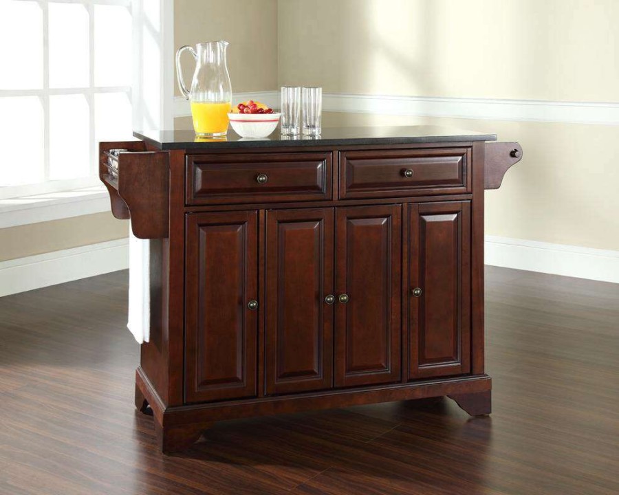 Carts & Islands * | New Lafayette Granite Top Full Size Kitchen Island/Cart Mahogany/Black Crosley Kf30004Bma