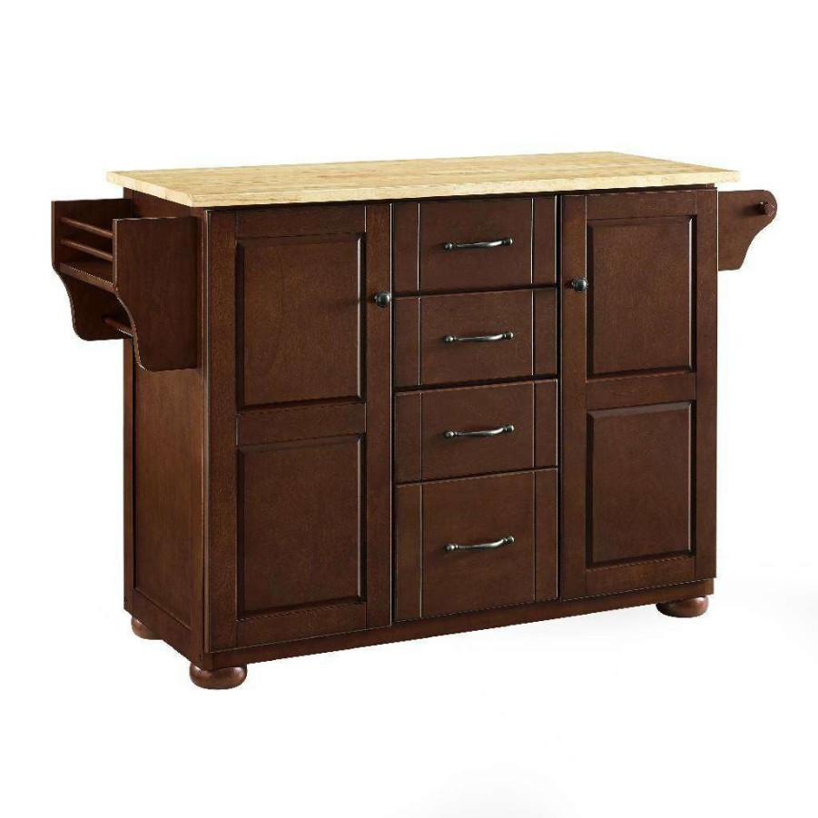 Carts & Islands * | Top Sellers Eleanor Wood Top Kitchen Island Mahogany/Natural Crosley Kf30171Ama