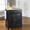 Carts & Islands * | Best Quality Cambridge Wood Top Portable Kitchen Island/Cart Black/Natural Crosley Kf30021Dbk