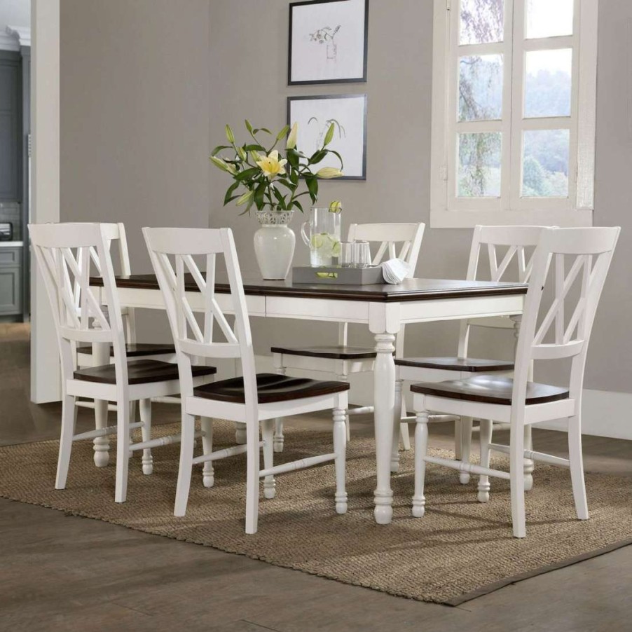 Dining * | New Shelby 7Pc Dining Set Distressed White Table & 6 Chairs Crosley Kf20001-Wh