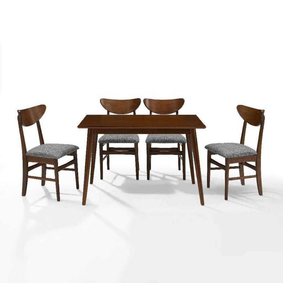 Dining * | Best Quality Landon 5Pc Dining Set Mahogany Table & 4 Wood Back Chairs Crosley Kf13046Ma