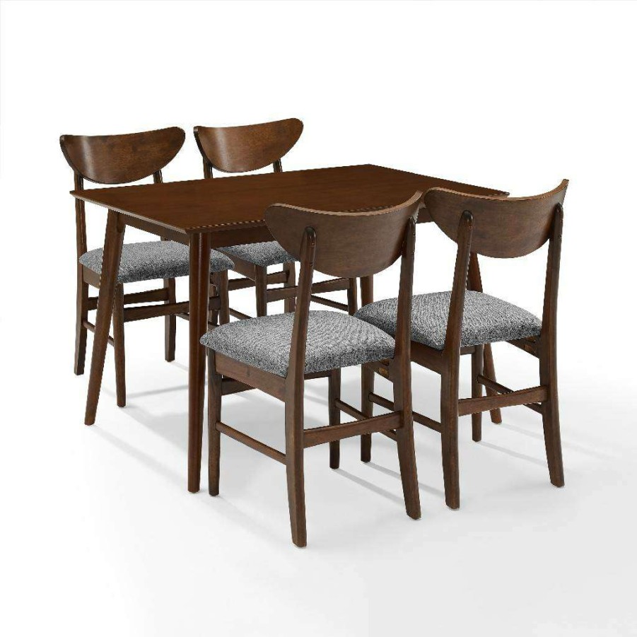 Dining * | Best Quality Landon 5Pc Dining Set Mahogany Table & 4 Wood Back Chairs Crosley Kf13046Ma