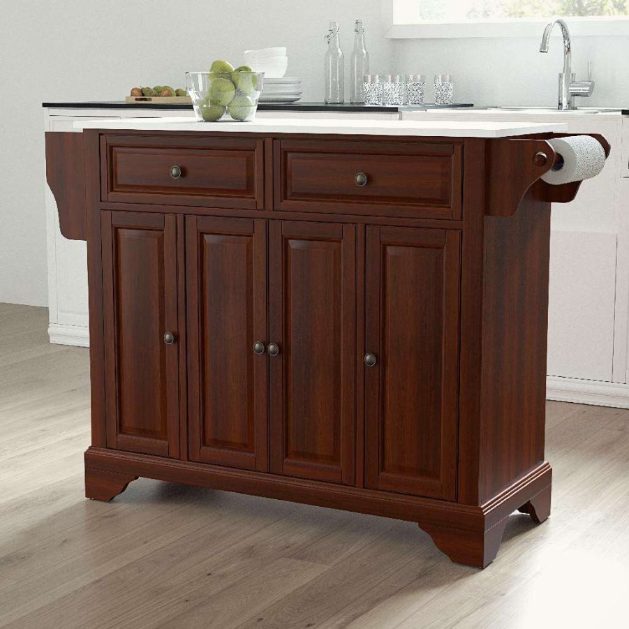 Carts & Islands * | Discount Lafayette Granite Top Full Size Kitchen Island/Cart Mahogany/White Crosley Kf30005Bma