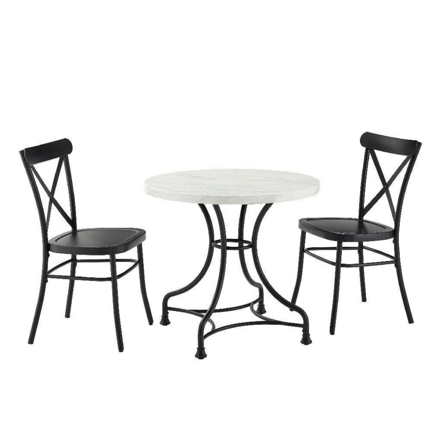 Dining * | Best Sellers Madeleine 32 3Pc Dining Set W/Camille Chairs Matte Black Table & 2 Chairs Crosley Kf13034Mb