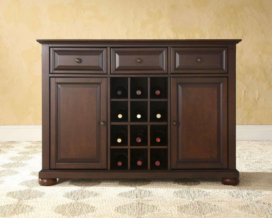 Dining * | Sells Cheap Alexandria Sideboard Cabinet W/Wine Storage Mahogany Crosley Kf42001Ama