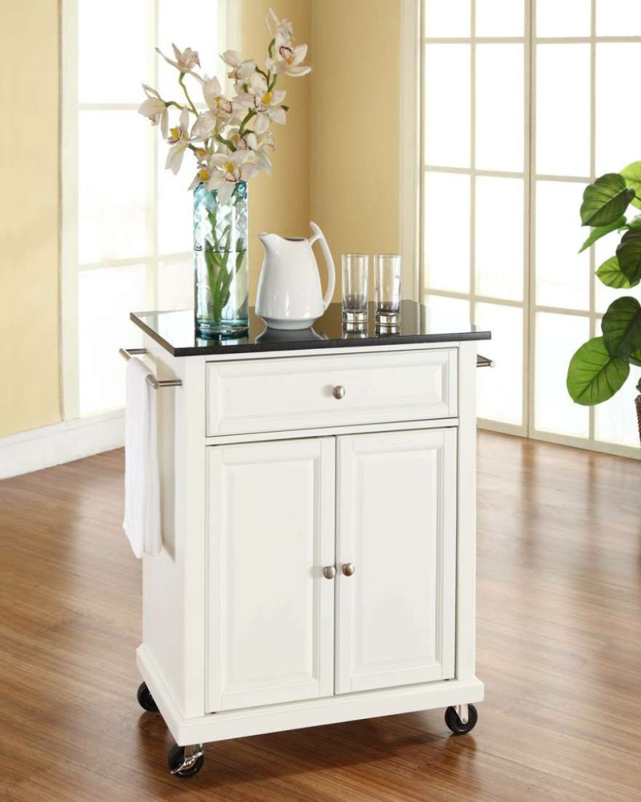 Carts & Islands * | Excellent Quality Compact Granite Top Kitchen Cart White/Black Crosley Kf30024Ewh