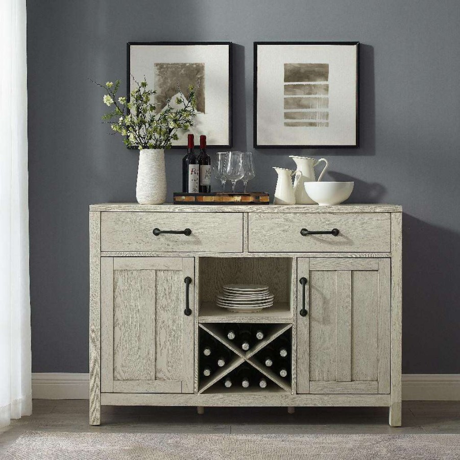 Dining * | Best Sellers Roots Sideboard Whitewash Crosley Cf4202-Ww