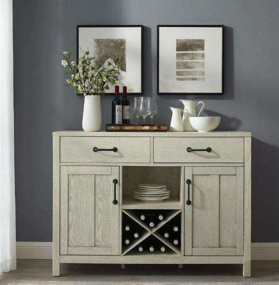 Dining * | Best Sellers Roots Sideboard Whitewash Crosley Cf4202-Ww