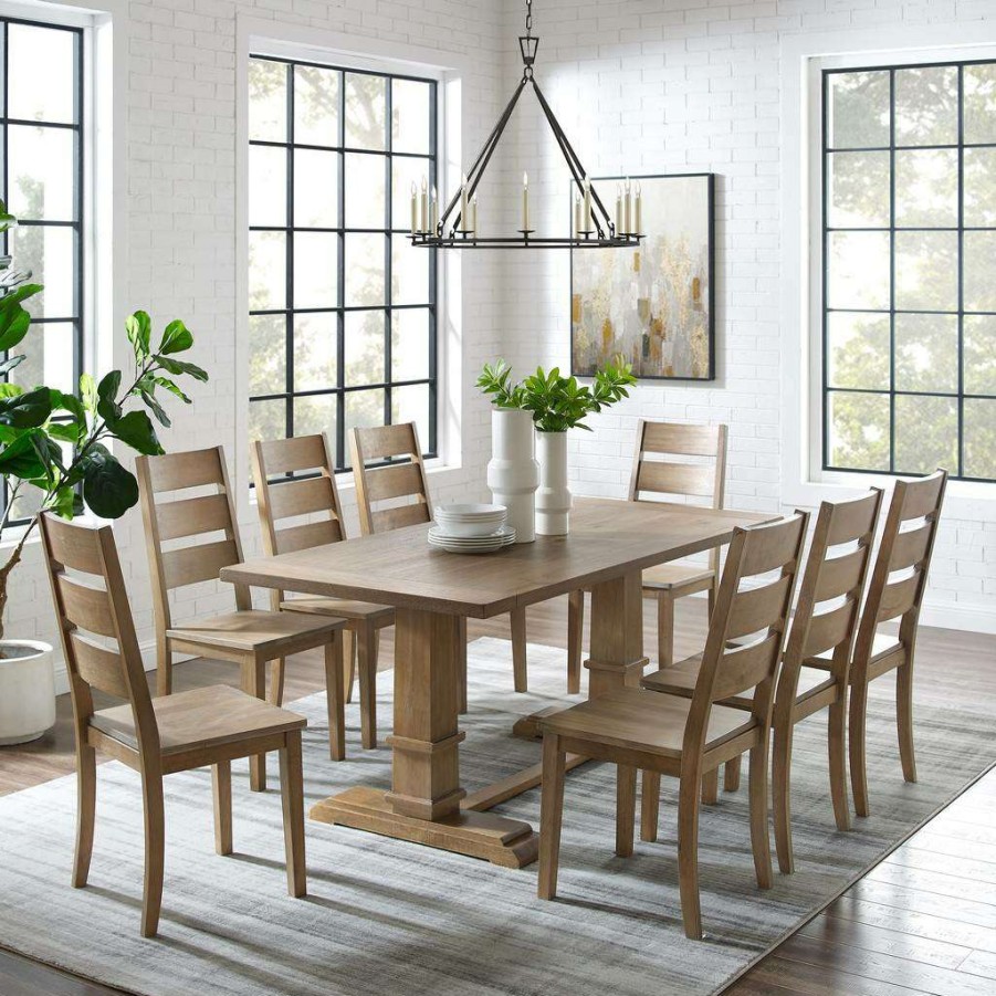 Dining * | Lower Price Joanna 9Pc Dining Set Rustic Brown Table & 8 Ladder Back Chairs Crosley Kf13068Rb-Rb