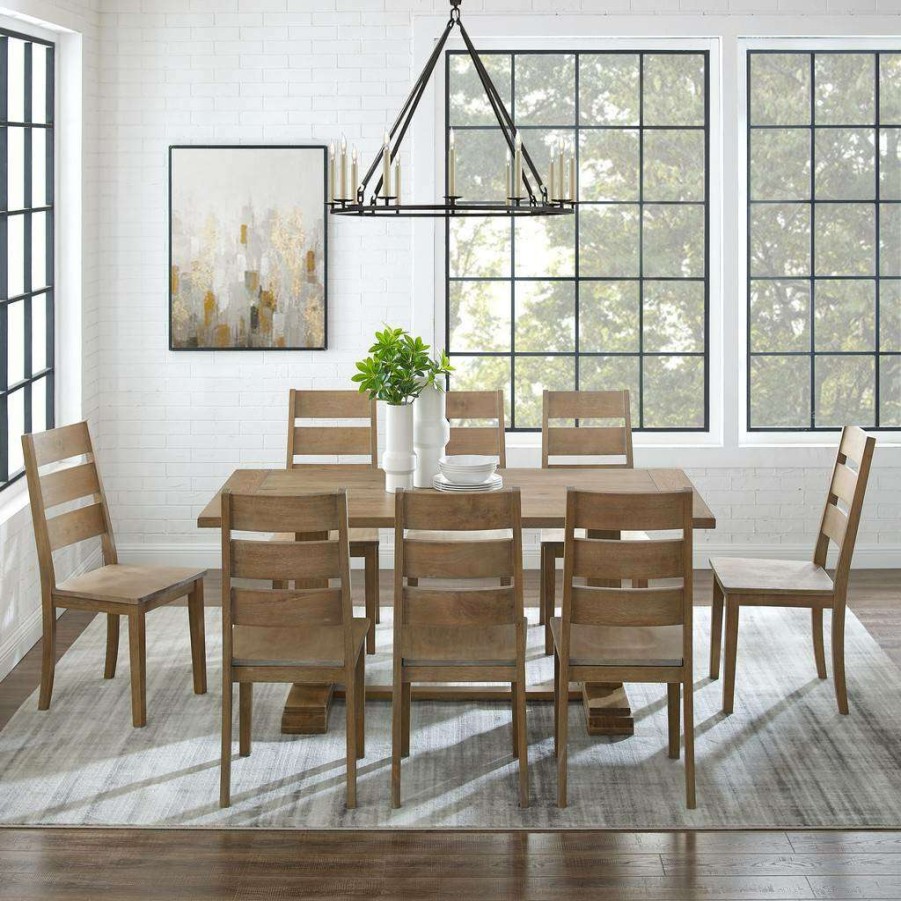 Dining * | Lower Price Joanna 9Pc Dining Set Rustic Brown Table & 8 Ladder Back Chairs Crosley Kf13068Rb-Rb