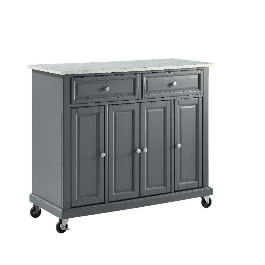 Carts & Islands * | Sale Online Avery Kitchen Cart Distressed Gray Crosley Kf30043Egy