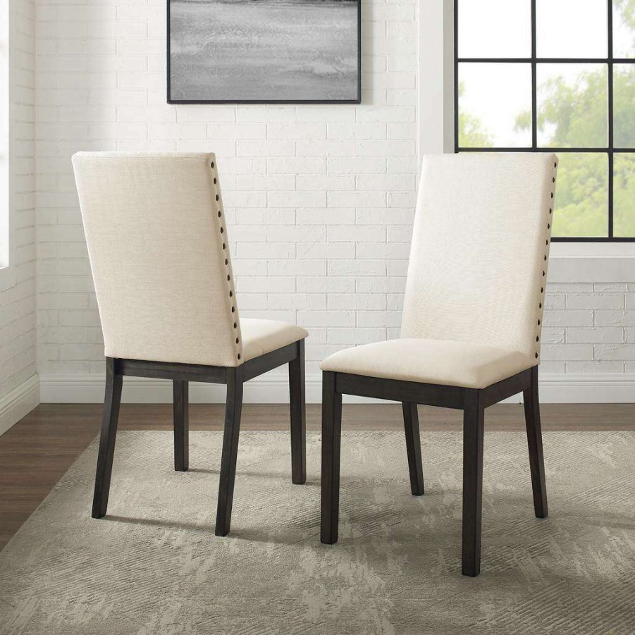 Dining * | High Quality Hayden 2Pc Upholstered Chair Set Slate 2 Upholstered Chairs Crosley Cf501519-Sl