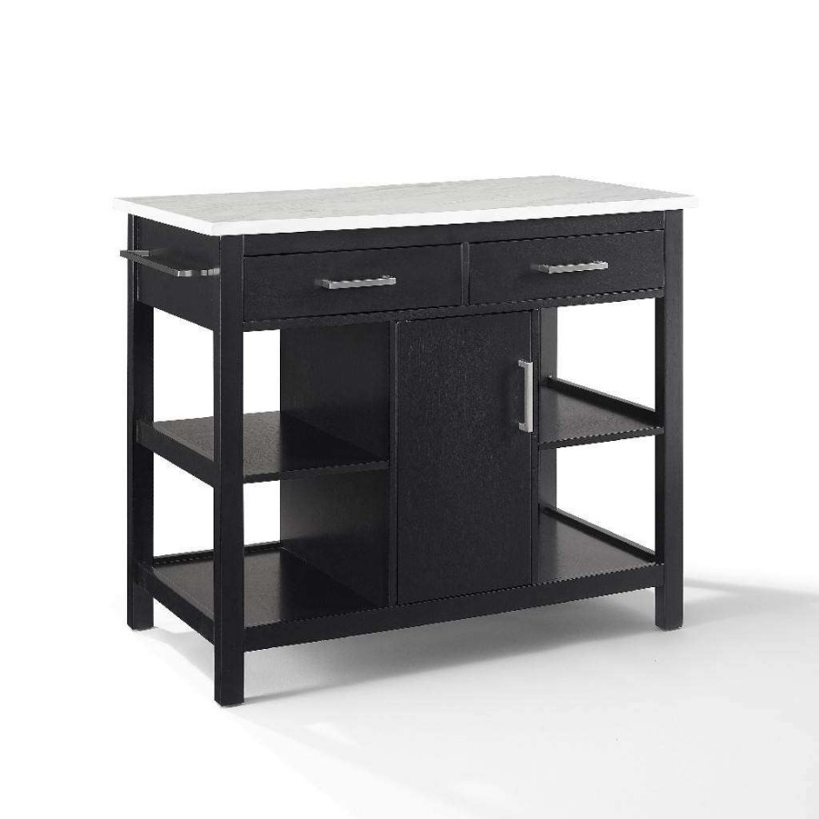 Carts & Islands * | Sells Cheap Audrey Faux Marble Top Kitchen Island Black/White Marble Crosley Cf3026Wm-Bk