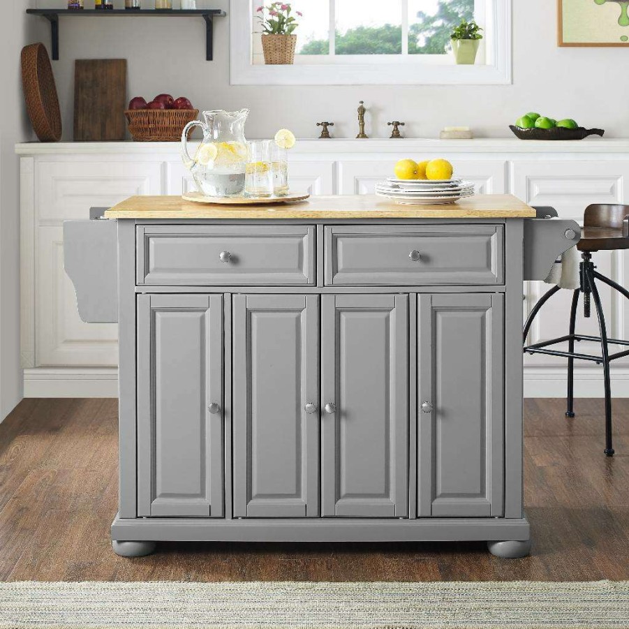 Carts & Islands * | Less Expensive Alexandria Wood Top Kitchen Island/Cart Gray/Natural Crosley Kf30201Agy