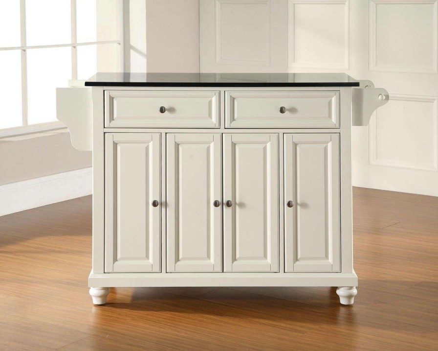 Carts & Islands * | Best Sellers Cambridge Granite Top Full Size Kitchen Island/Cart White/Black Crosley Kf30004Dwh