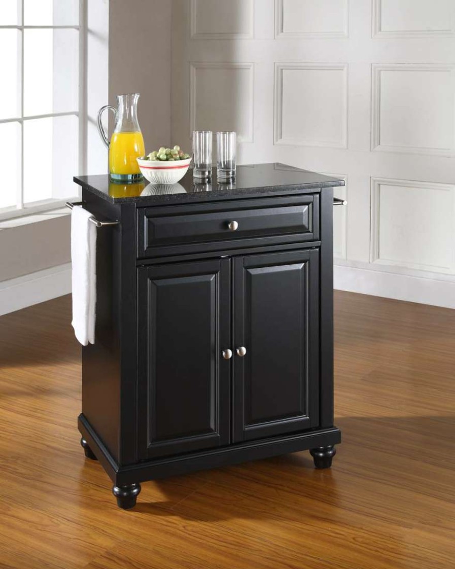 Carts & Islands * | Best Sellers Cambridge Granite Top Portable Kitchen Island/Cart Black/Black Crosley Kf30024Dbk