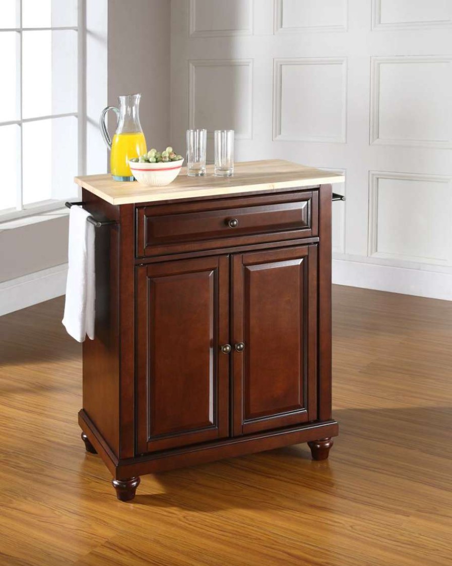 Carts & Islands * | Exclusive Design Cambridge Wood Top Portable Kitchen Island/Cart Mahogany/Natural Crosley Kf30021Dma