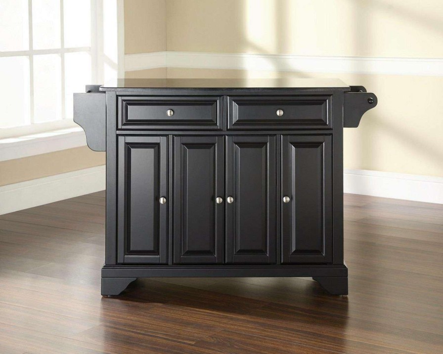 Carts & Islands * | Best-Selling Lafayette Granite Top Full Size Kitchen Island/Cart Black/Black Crosley Kf30004Bbk