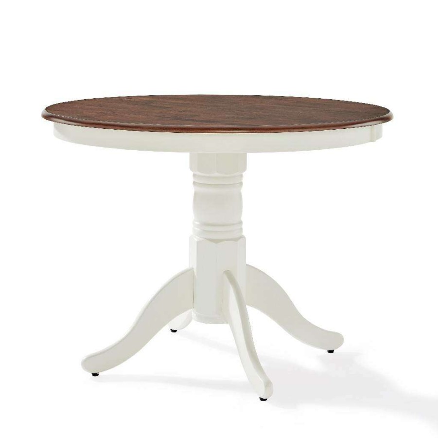 Dining * | Top Selling Shelby Round Dining Table Distressed White Crosley Kf33100Wh