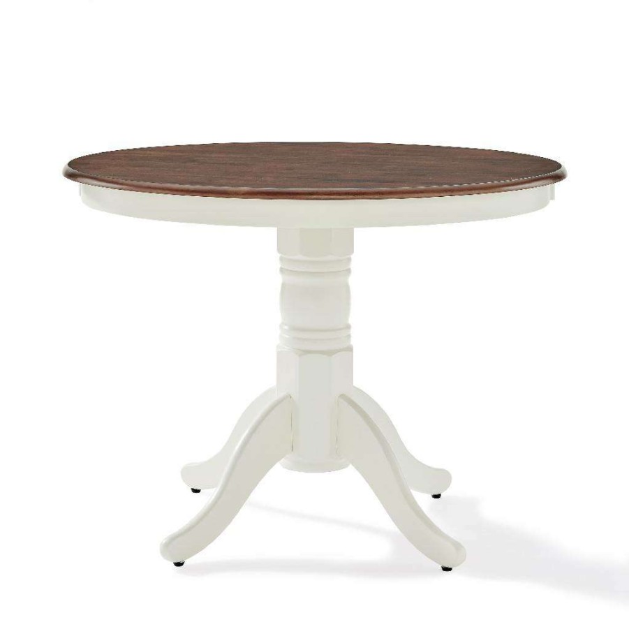 Dining * | Top Selling Shelby Round Dining Table Distressed White Crosley Kf33100Wh