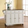 Carts & Islands * | Exclusive Design Full Size Stainless Steel Top Kitchen Cart White/Stainless Steel Crosley Kf30002Ewh