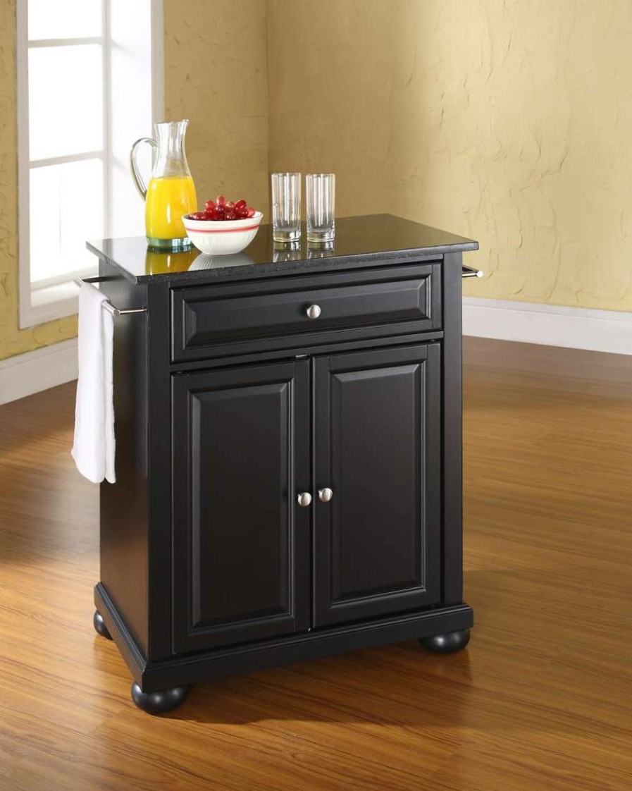 Carts & Islands * | Excellent Quality Alexandria Granite Top Portable Kitchen Island/Cart Black/Black Crosley Kf30024Abk