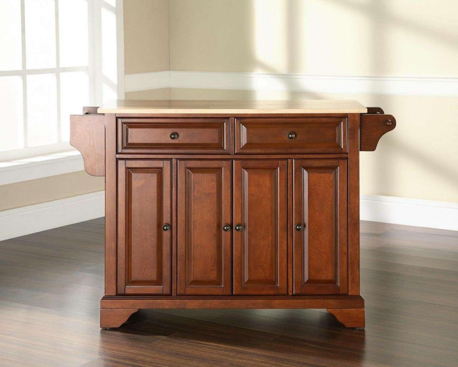 Carts & Islands * | Fire Sale Lafayette Wood Top Full Size Kitchen Island/Cart Cherry/Natural Crosley Kf30001Bch