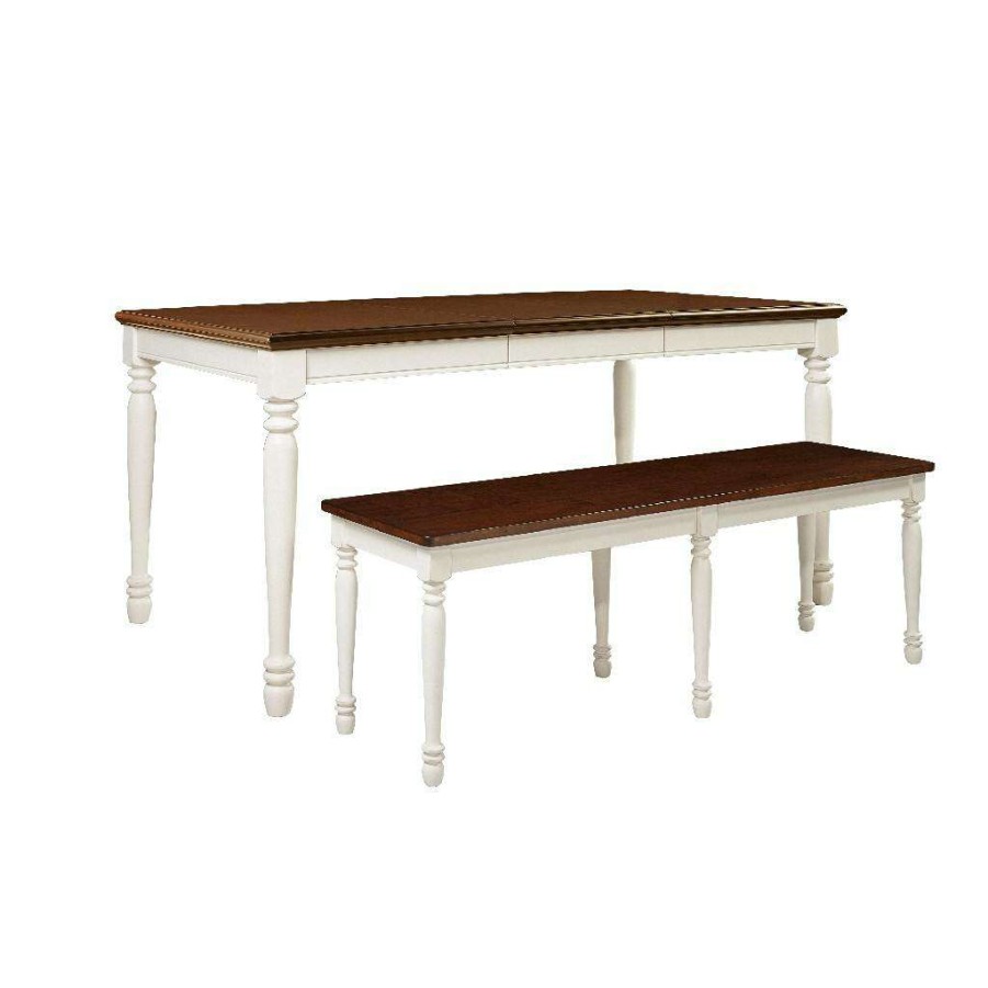 Dining * | Shop New Shelby 3 Piece Dining Set Distressed White Table & 2 Benches Crosley Kf20006-Wh