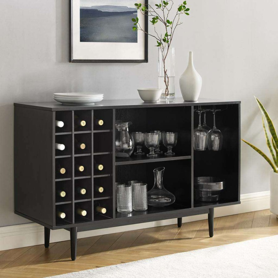 Dining * | Top Selling Liam Wine Storage Sideboard Black Crosley Cf4211-Bk