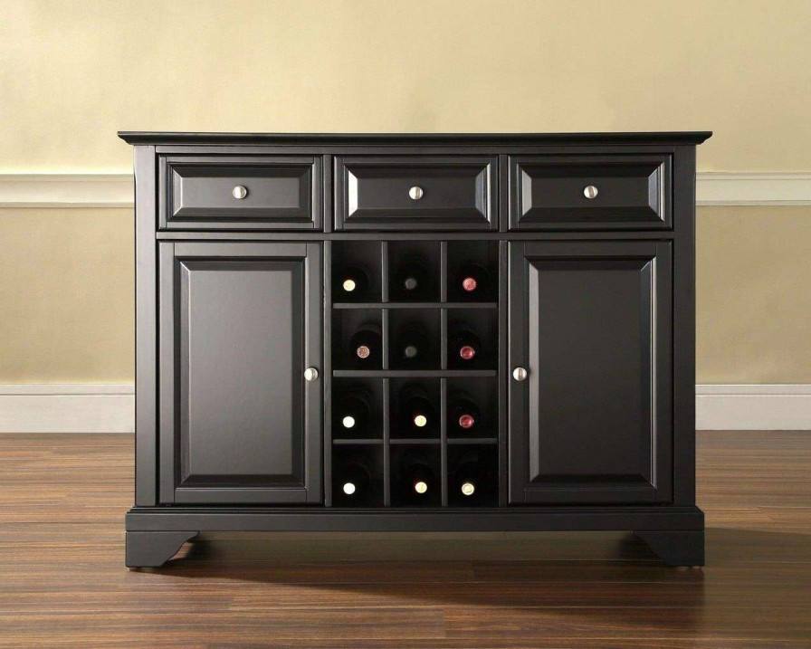 Dining * | Exclusive Lafayette Sideboard Cabinet W/Wine Storage Black Crosley Kf42001Bbk