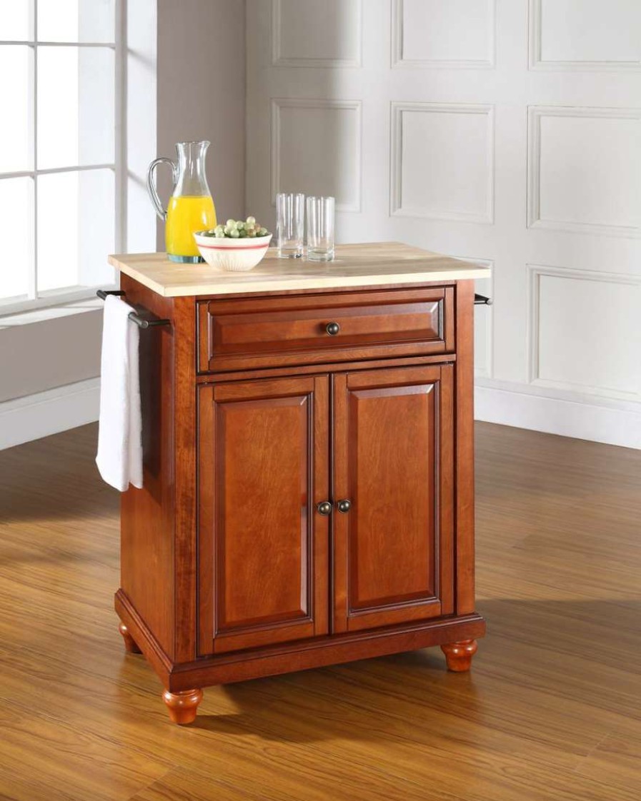 Carts & Islands * | New Cambridge Wood Top Portable Kitchen Island/Cart Cherry/Natural Crosley Kf30021Dch