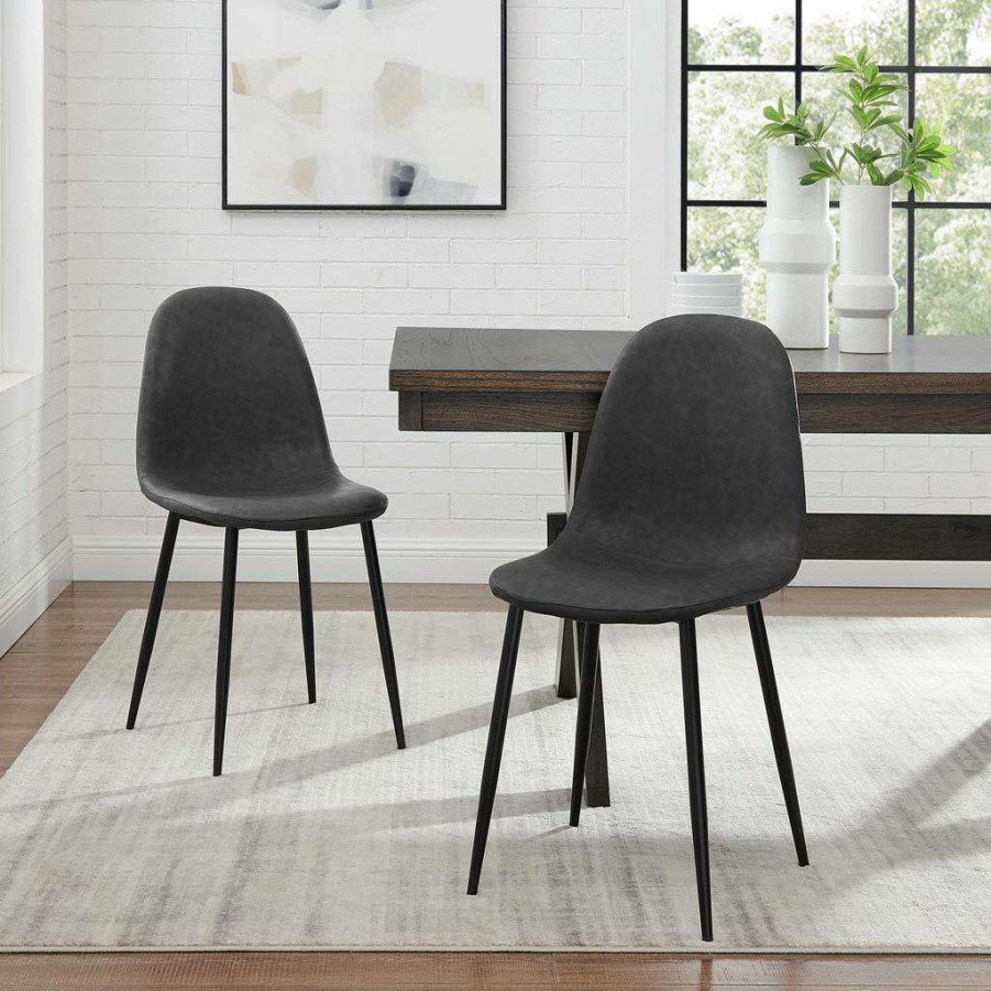 Dining * | Quick Delivery Weston 2Pc Dining Chair Set Distressed Black/Matte Black 2 Chairs Crosley Cf501619-Bk