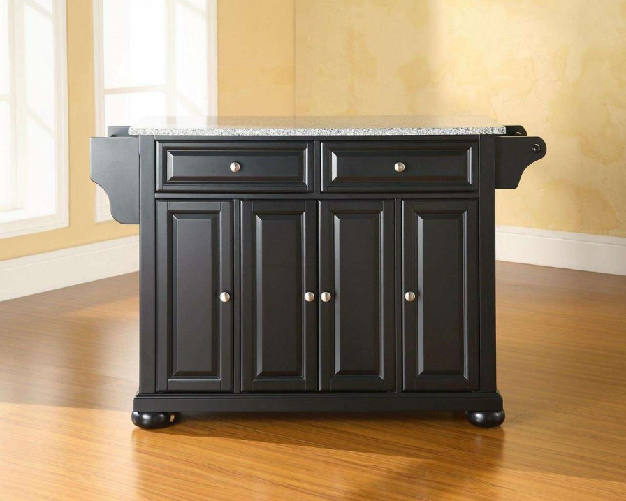 Carts & Islands * | Classical Alexandria Granite Top Full Size Kitchen Island/Cart Black/Gray Crosley Kf30003Abk