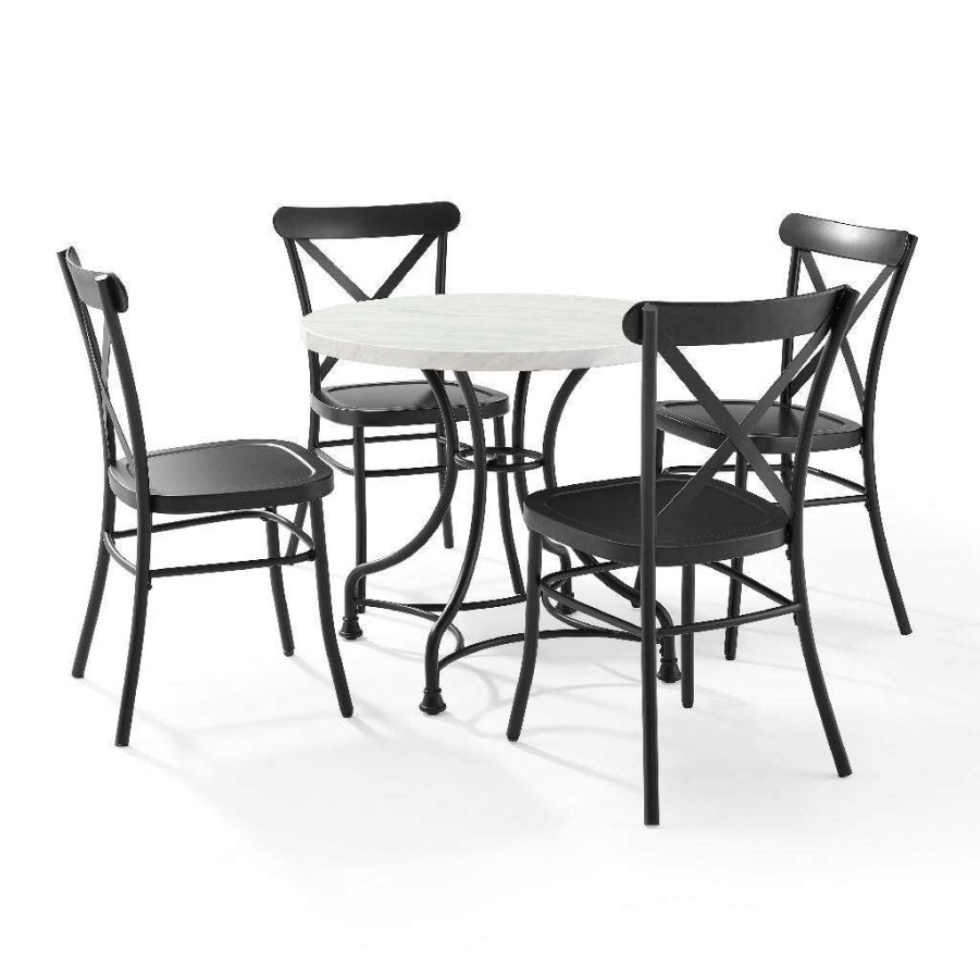 Dining * | Excellent Quality Madeleine 32 5Pc Dining Set W/Camille Chairs Matte Black Table & 4 Chairs Crosley Kf13036Mb