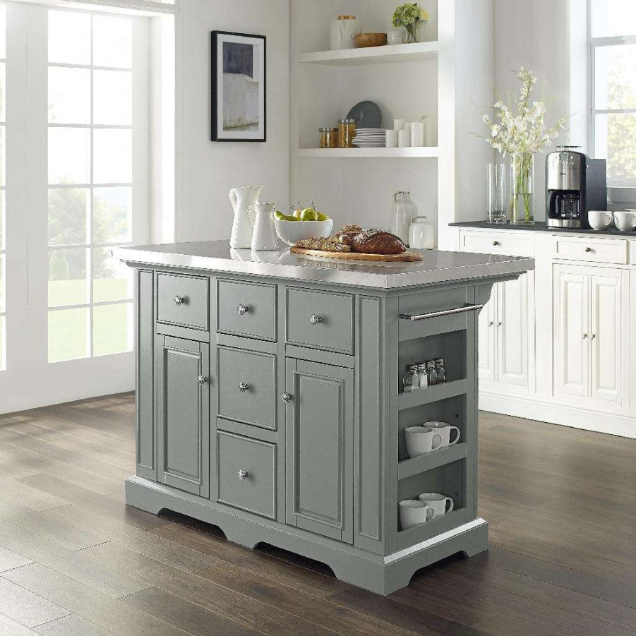 Carts & Islands * | Sells Cheap Julia Stainless Steel Top Kitchen Island Gray/Stainless Steel Crosley Kf30025Agy