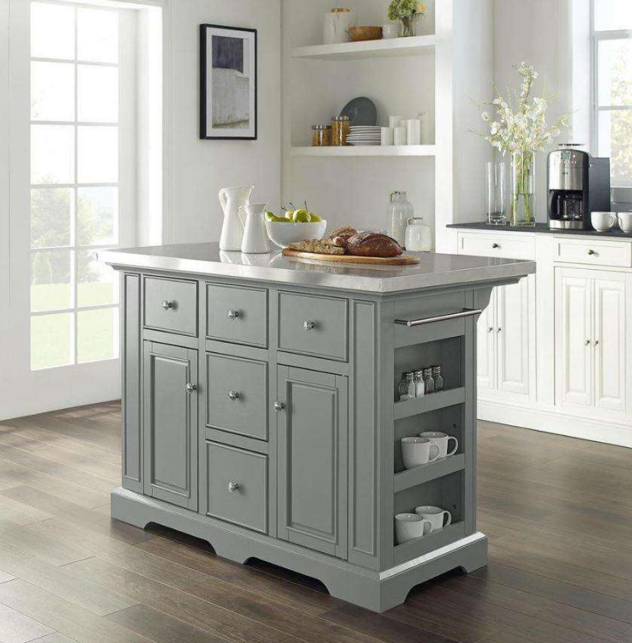 Carts & Islands * | Sells Cheap Julia Stainless Steel Top Kitchen Island Gray/Stainless Steel Crosley Kf30025Agy