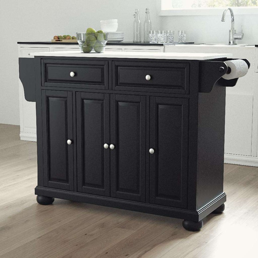 Carts & Islands * | New Alexandria Granite Top Full Size Kitchen Island/Cart Black/White Crosley Kf30005Abk