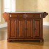 Carts & Islands * | Less Expensive Alexandria Granite Top Full Size Kitchen Island/Cart Cherry/Gray Crosley Kf30003Ach