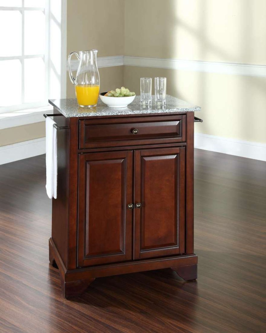 Carts & Islands * | Classical Lafayette Granite Top Portable Kitchen Island/Cart Mahogany/Gray Crosley Kf30023Bma