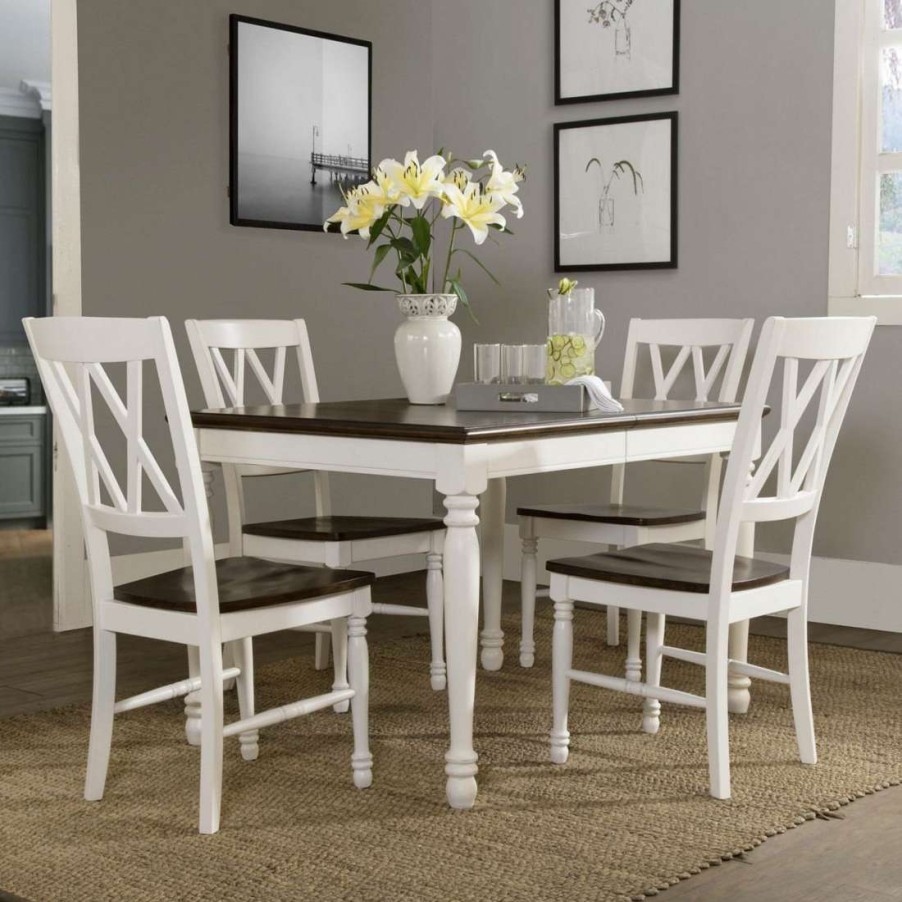 Dining * | High Quality Shelby 5Pc Dining Set Distressed White Table & 4 Chairs Crosley Kf20003-Wh