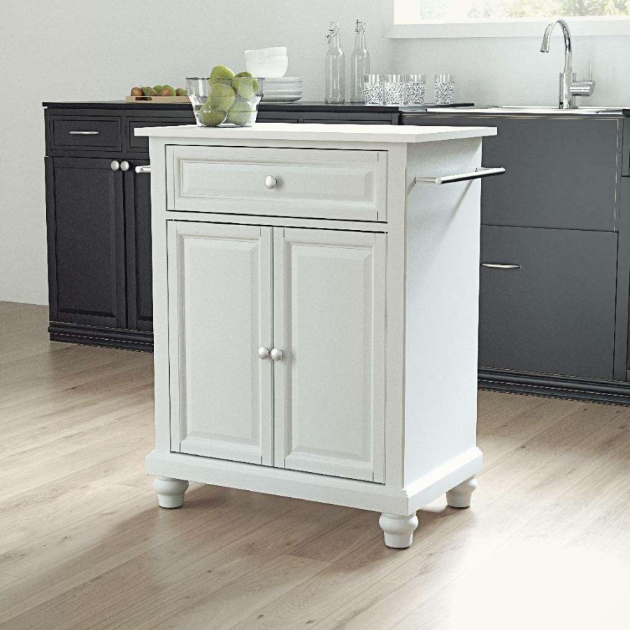 Carts & Islands * | Limited Edition Cambridge Granite Top Portable Kitchen Island/Cart White/White Crosley Kf30020Dwh