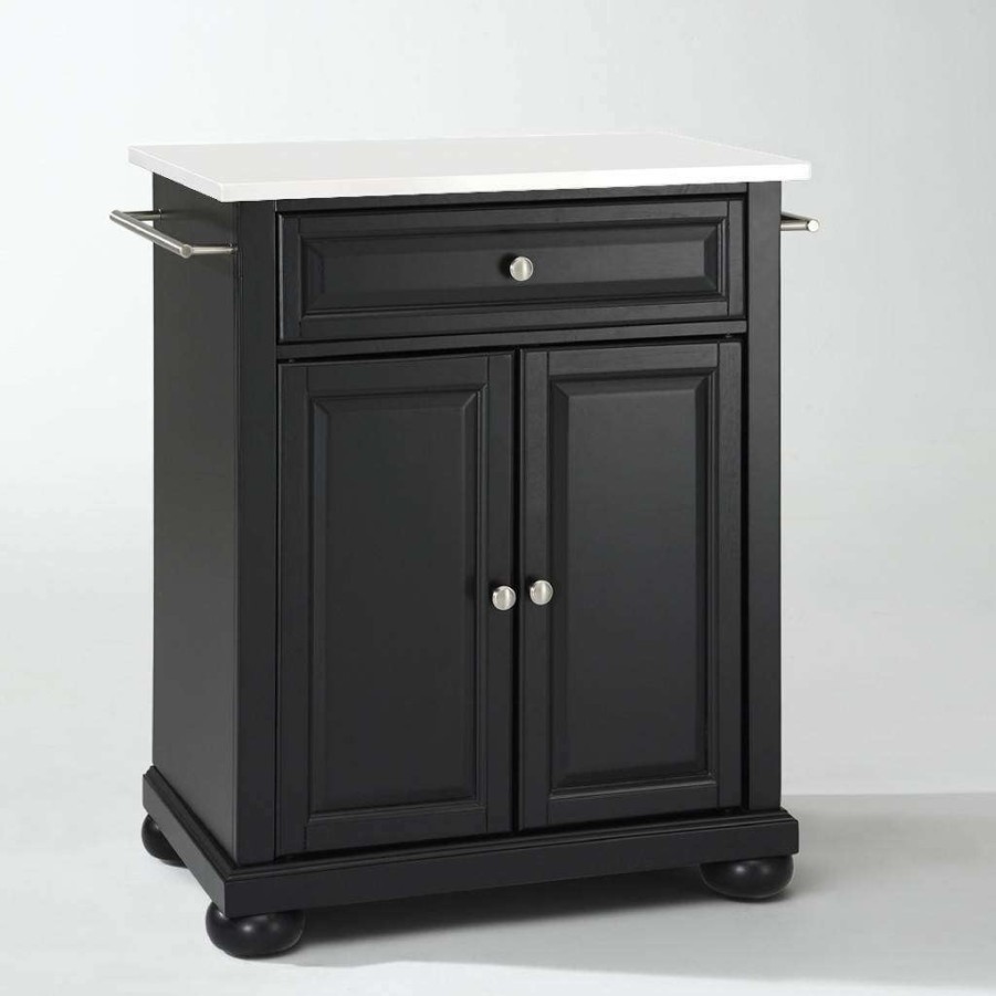 Carts & Islands * | Excellent Quality Alexandria Granite Top Portable Kitchen Island/Cart Black/White Crosley Kf30020Abk