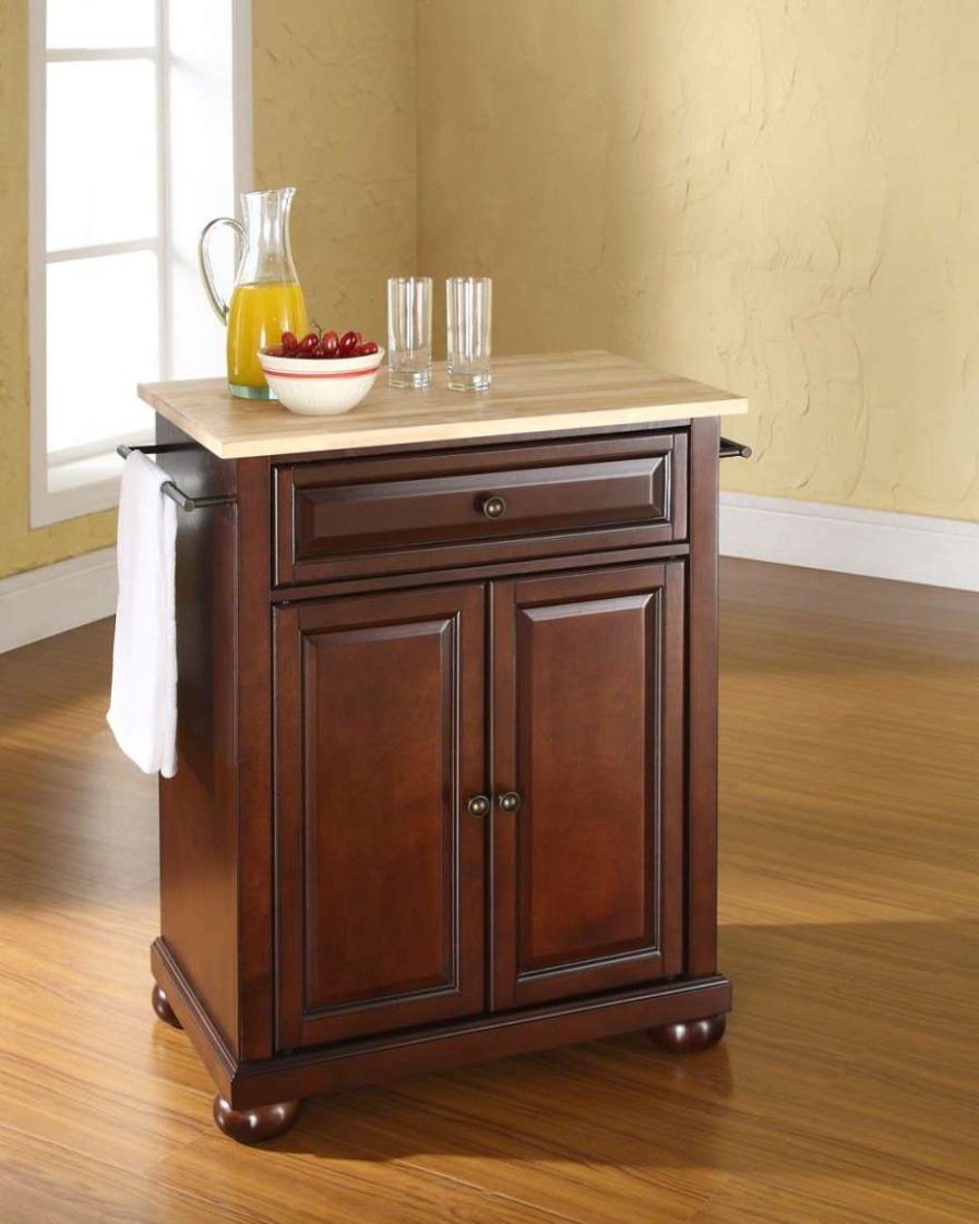 Carts & Islands * | Discount Store Alexandria Wood Top Portable Kitchen Island/Cart Mahogany/Natural Crosley Kf30021Ama