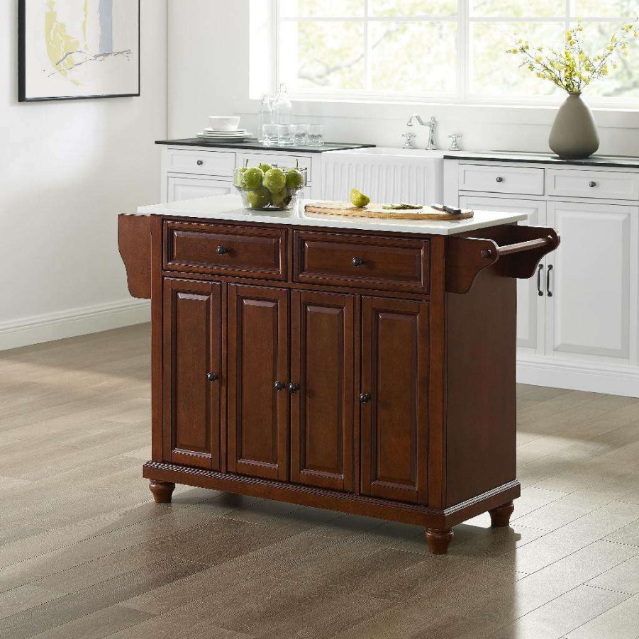 Carts & Islands * | Discount Cambridge Granite Top Full Size Kitchen Island/Cart Mahogany/White Crosley Kf30005Dma