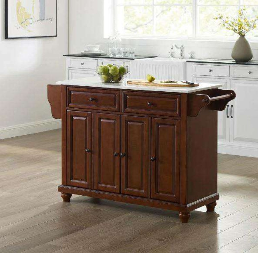 Carts & Islands * | Discount Cambridge Granite Top Full Size Kitchen Island/Cart Mahogany/White Crosley Kf30005Dma