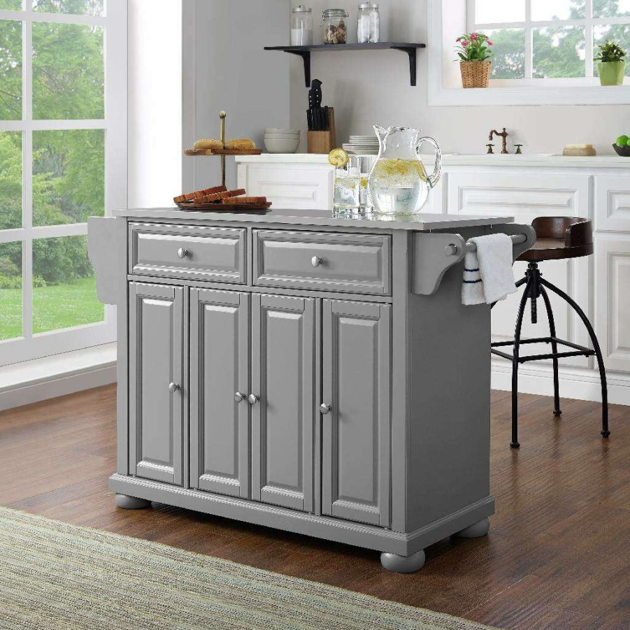 Carts & Islands * | Exclusive Design Alexandria Stainless Steel Top Kitchen Island/Cart Gray/Stainless Steel Crosley Kf30202Agy