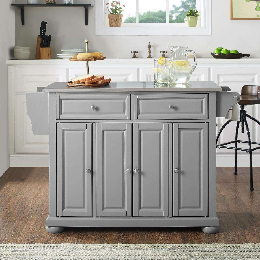 Carts & Islands * | Exclusive Design Alexandria Stainless Steel Top Kitchen Island/Cart Gray/Stainless Steel Crosley Kf30202Agy