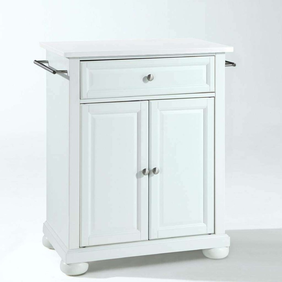 Carts & Islands * | Reliable Quality Alexandria Granite Top Portable Kitchen Island/Cart White/White Crosley Kf30020Awh